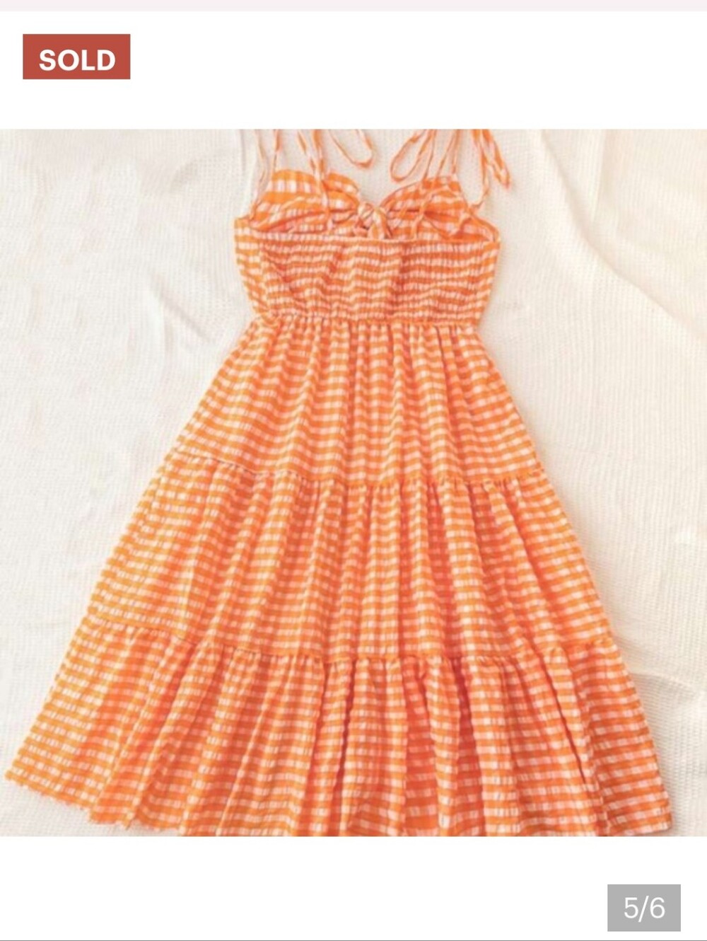 Retro vibes Orange Gingham Sundress - Picture 3 of 4